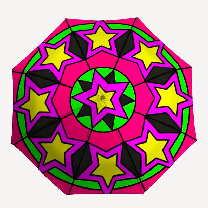 

1PC Star Mandala Automatic Open/close Umbrella with 8-Rib Structure for Women/Men, All-Season Use - Travel Essential, Stylish Accessory, Highquality F