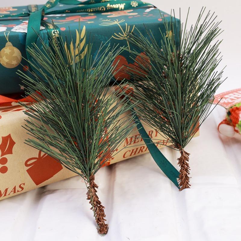 10/30Pcs Artificial Pine Needle Branches Green Twig Stems for Wreaths Hanging Plastic Pine Picks Home Christmas Party Decoration