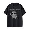 Herren Damen Ich brauche Snacks Waschbär Lustiges Meme T-Shirt Lässiger Humor Stil T-Shirts Herren 100% Baumwolle Vintage T-Shirts Streetwear