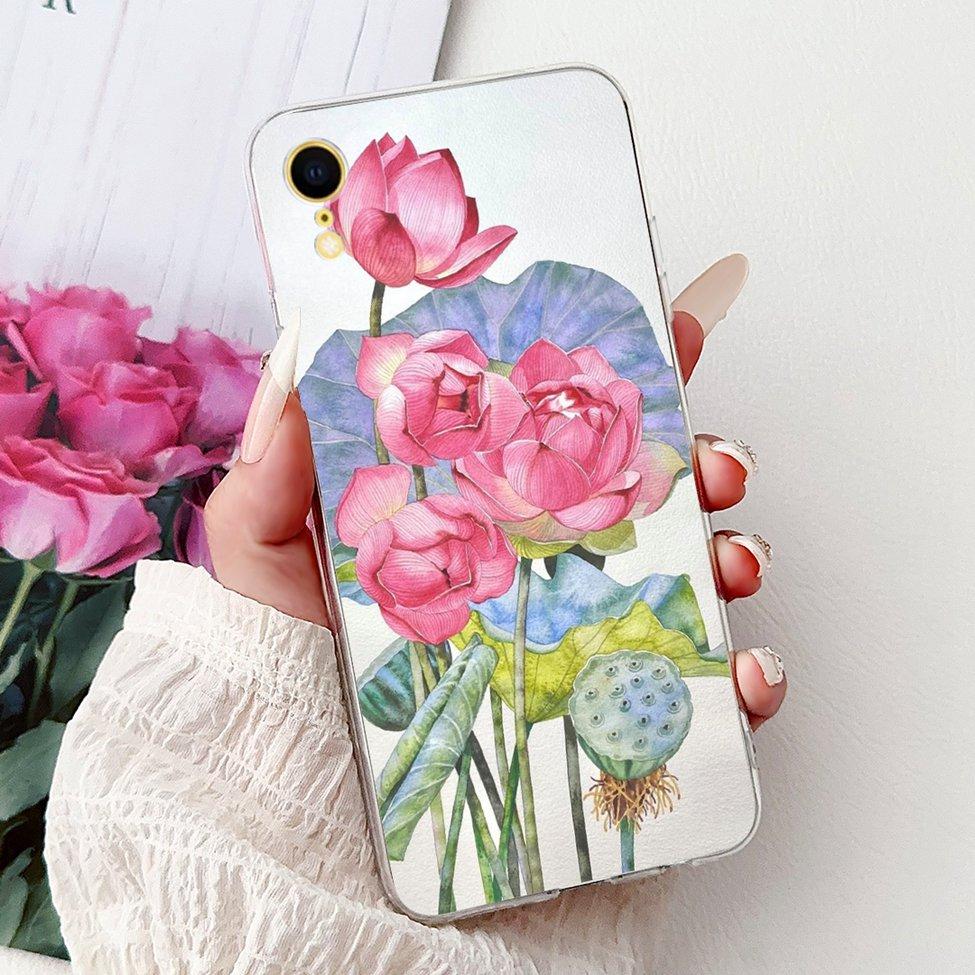 Klar Für iPhone XR Hülle Abdeckung Luxus Mode Blumen Süße Katze Lustig Cool Bemalt Weiche Handyhülle A2105 A1984 A2107 A2108 A2106