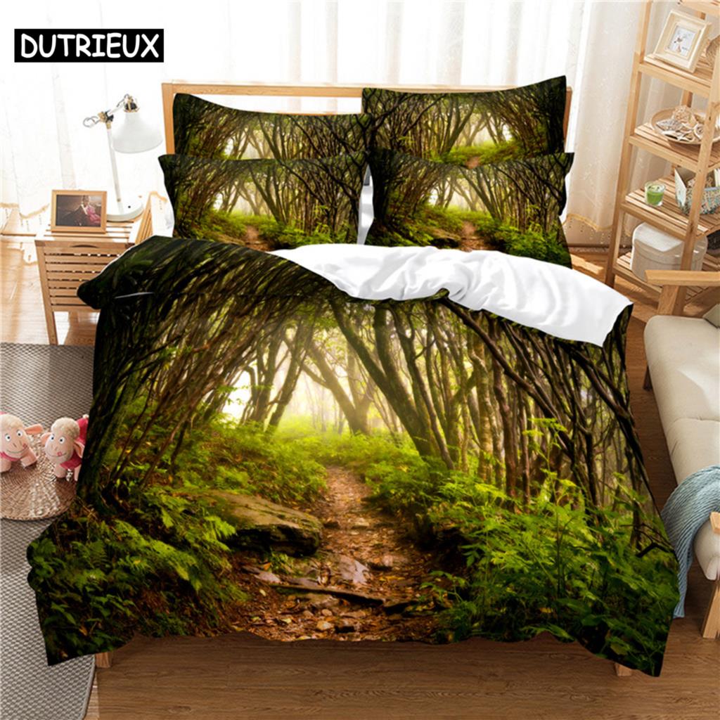 3D Digital Printed Snow Tree Bedding, Stylish Queen Size Duvet Cover Set