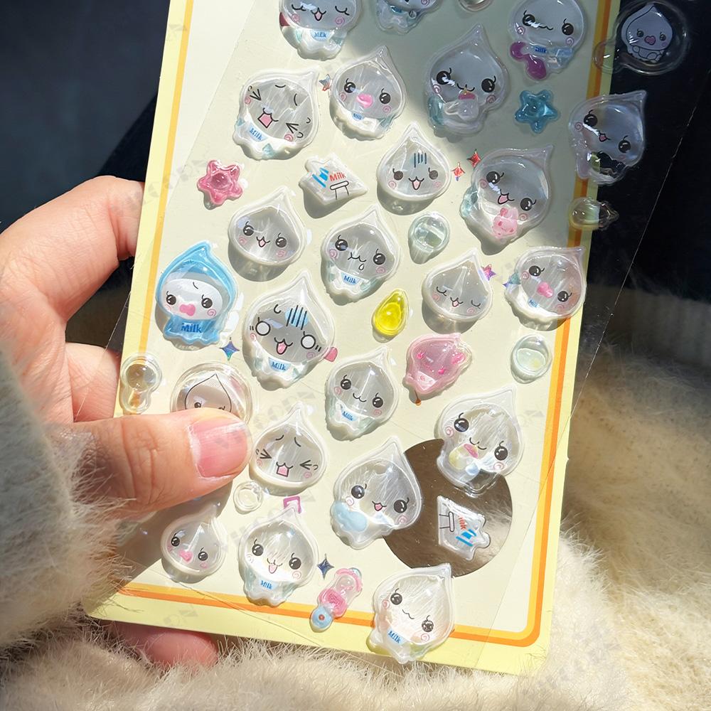 Cute 3D Crystal Drop Stickers Waterproof Decals for Phone Laptop Journal DIY Decoration