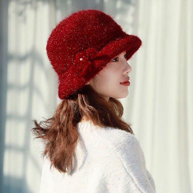 Knitted Hat for Women In Autumn and Winter Fashionable and Versatile Thick and Plush Knitted Hat Warm Fisherman Hat
