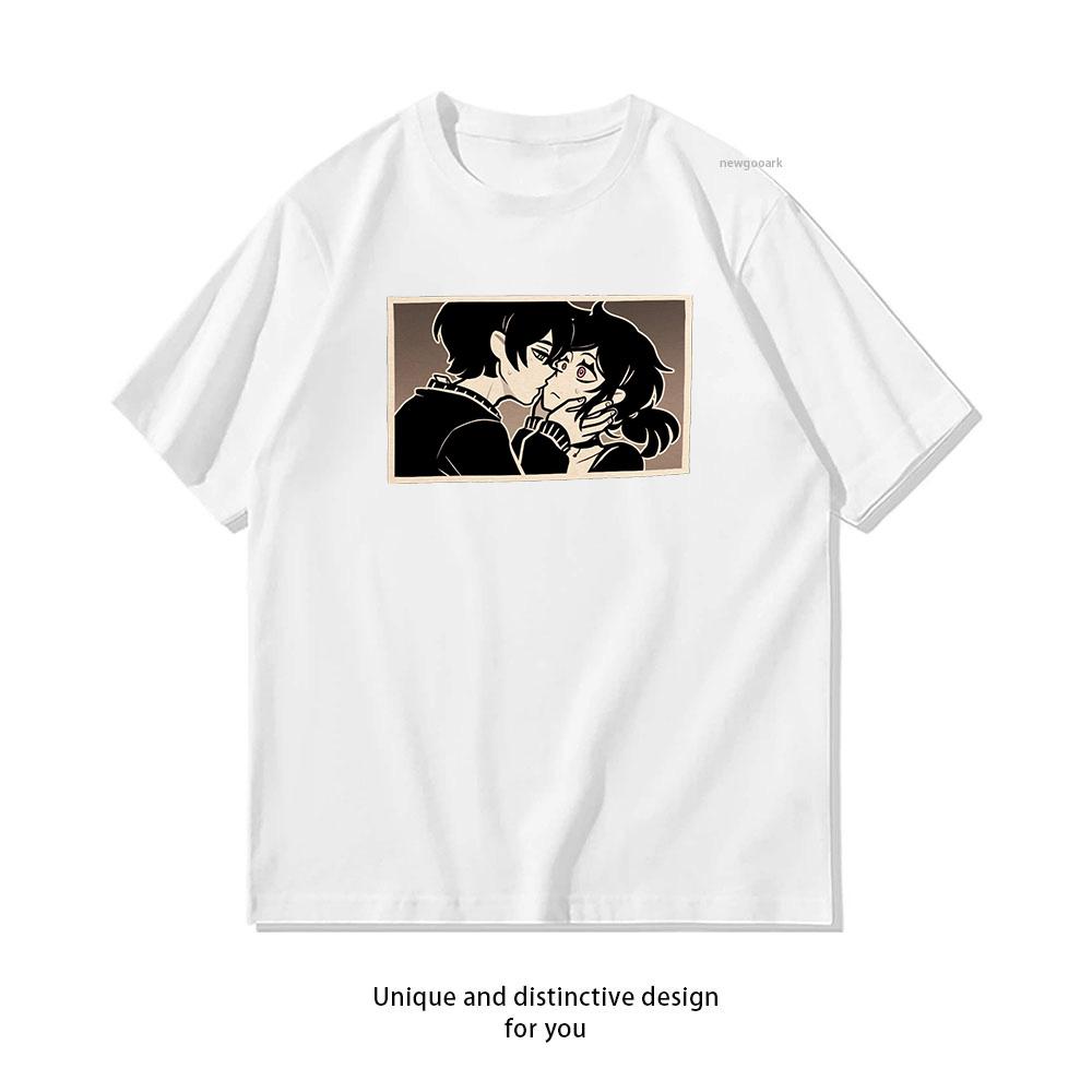 The Coffin of Andy and Leyley Andrew and Ashley Black and White with Colored Eyes Woman Men Summer Cotton Graphic T Shirts