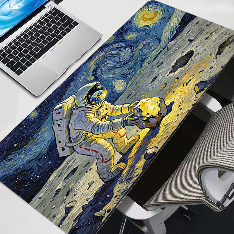Large Mouse Pad Oil Painting Style Office Desk Mats Gaming Accessories Artistic Style Astronaut MousePads Game Laptop Desk Mat