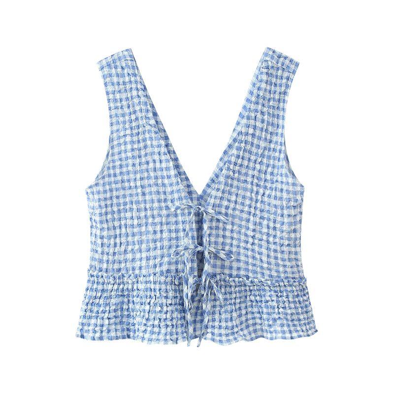 

Kaslead New Women clothes Western Style Fashion Plaid Top Skirt 8741094 8741804 406 Tops L