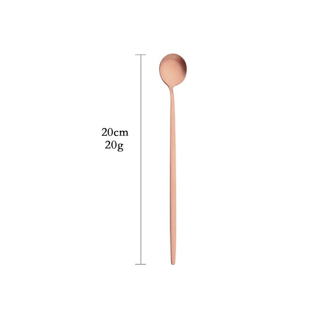 

1 шт., матовый набор столовых приборов из розового золота, нержавеющая сталь, домашняя посуда, вилка для вечеринки, ложка, десертный нож, кухонный набор посуды для ужина Long spoon