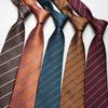 Men'S Trendy Striped Jacquard Polyester Silk Tie, Professional Dress Tie For Work