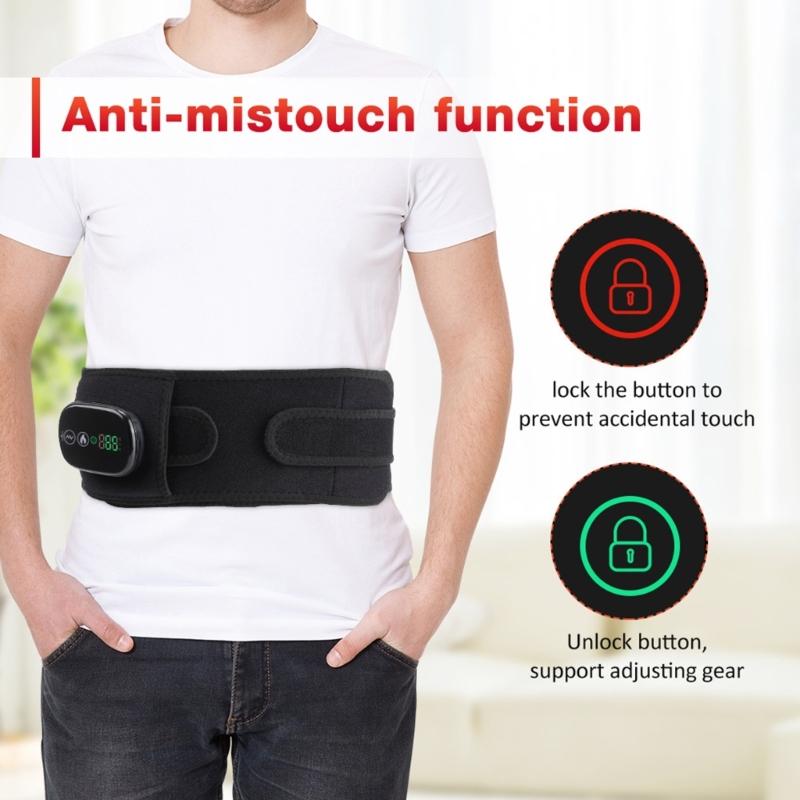 Heated Lumbar Support Belt Heating Pad for Back Pains Relief with Vibrating Massage Rechargeable Battery Comfortable Fit