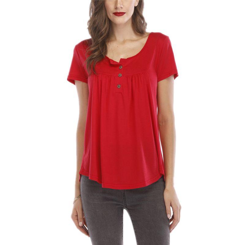 

European and American Amazon Pleating round Neck Solid Color Fairy Short Sleeve Red 3XL
