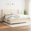 Bed with Mattress - Exclusive House - 200x200 Cm - Adjustable Headboard - Beige Fabric