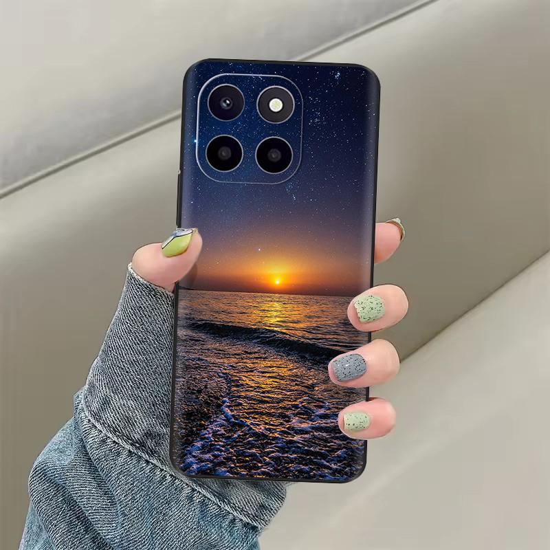 

For Honor X6C Phone Cases Pretty Flowers Patterns Soft Liquid Silicone Cover For Honor X6C 4G Case honorX6C Shockproof Bumper For Honor X6c