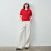 Women's Retro Cable Knit Linen Blend Polo Top