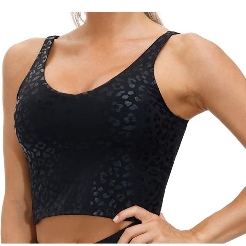 

Running Elastic and Sweat-Absorbing Quick-Drying Women s Yoga Vest Black Leopard Print Size L