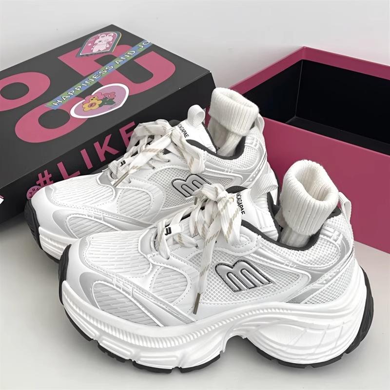 2025 Paris Spring New Thick-soled Super-fire Dad Shoes Women's Versatile Height Increase Breathable Explosion Casual Sports Shoes