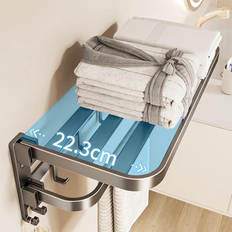 Xiaomi Carbon Steel Towel Rack Foldable Towel Rack Bathroom Wall Mounted Organizer Towel Rack Toilet Multifunctional Storage Rack