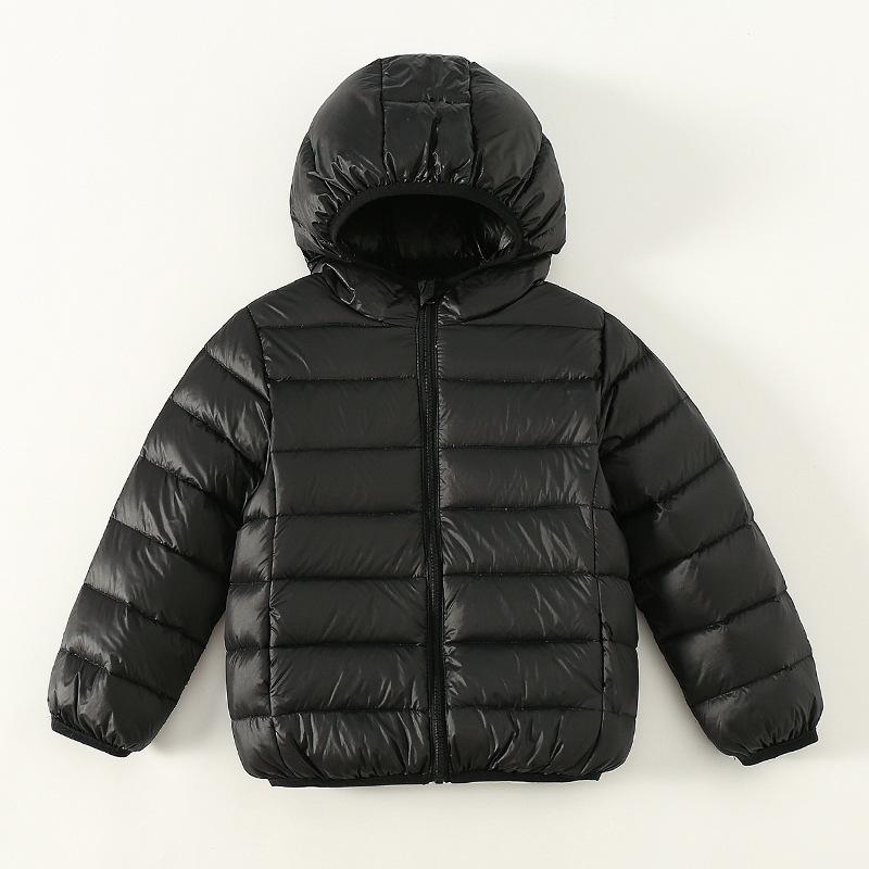 

3 -13 лет Детская куртка для мальчиков с белым утиным пухом, утолщенное детское пальто для девочки, зимняя повседневная теплая одежда с капюшоном конфетного цвета 100 чёрный