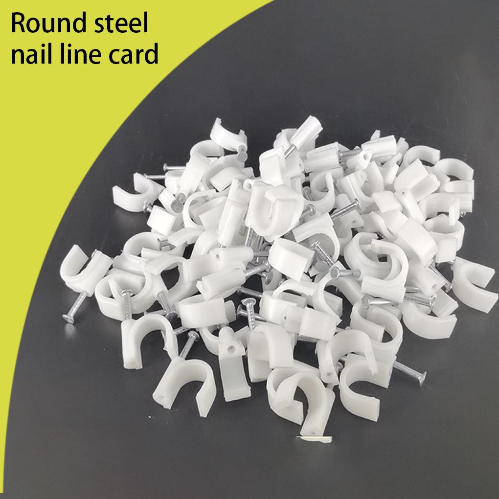 100 Pieces Home Hotel Portable Round Wall Cable Clip with Nail Assortment Living Room Bedroom Cord Holder Accessories