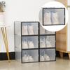 Shoe Storage Box Transparent Visible Square Shape Stackable Large Space Store Shoes Hollow Out Back Breathable Shoe Organizer Household Stuffs