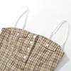 Kaslead New Arrival Women's Clothing Fashion Style Fashion Simple Plaid Camisole Bubble Short Culottes Suit