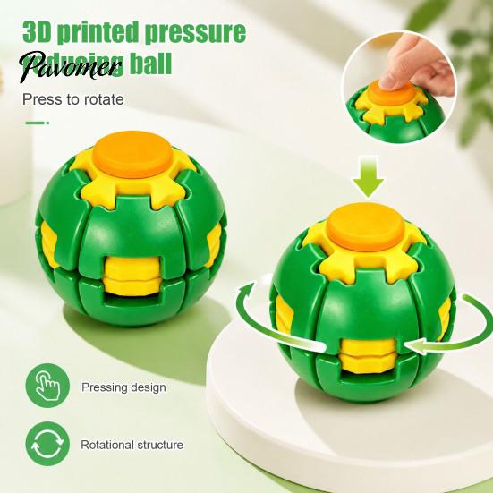 Sensory Decompression Tool 3D Printed Press Ball Toy, Stress Anxiety Relief Fidget Spinner for Kids Toy Adults, Push And Spin Desk Home Office
