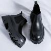 Fashion British Fashion Men Casual Leather Ankle Boot Antiskid Outdoor Chelsea Boot High Top Business Thick Bottom Designer Tooling Shoe