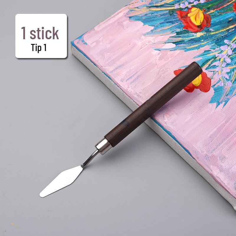 Rosewood Handle Oil Painting Knife: Acrylic & Gouache Pigment Scraper with Varnishing Flat and Pointed Blades