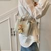 Premium Lychee Pattern Bucket Bag Women's New Portable Vegetable Basket Bag Fashionable Shoulder Messenger Bag