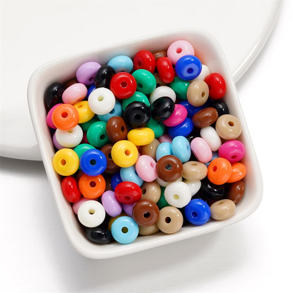 50pcs/Lot Acrylic Oblate Beads 8mm Flat Round Spacer Loose Bead for DIY Necklace Bracelet Jewelry Making Accessories