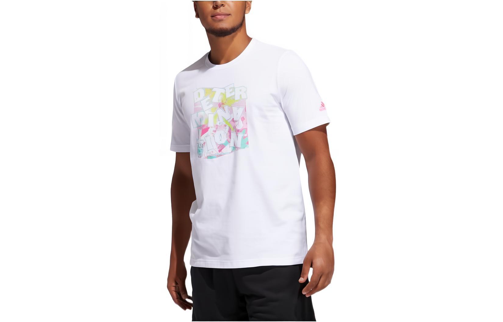 

Adidas T Shirts Men s White Crew Neck Moderate Straight Fit GK3603 XL