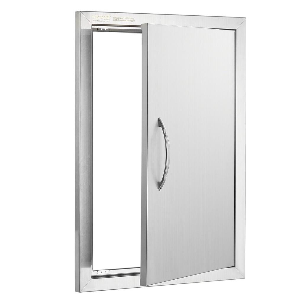 BBQ Access Door, 457x610 Mm Single Outdoor Kitchen Door, Stainless Steel Flush Mount Door, Wall Vertical Door with Handle, for BBQ Island, Grilling
