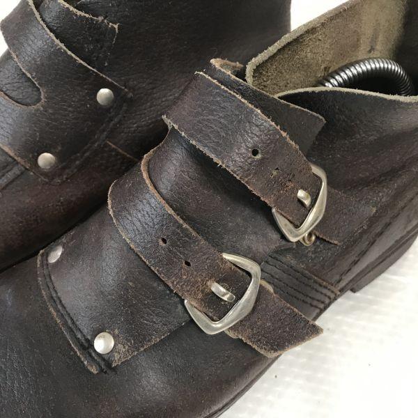 Bacou France Steel Toe Double Monk Boots 40 24.5-25.0 Brown Short Officer Work Military Safety(USED)