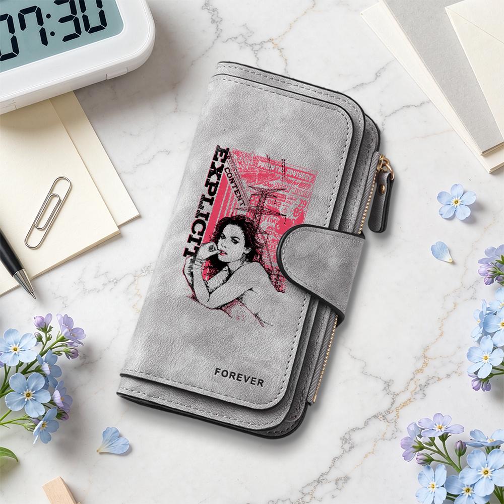 Vintage Explicit Print Wallet Forever Stylish Lady Casual Long Purse
