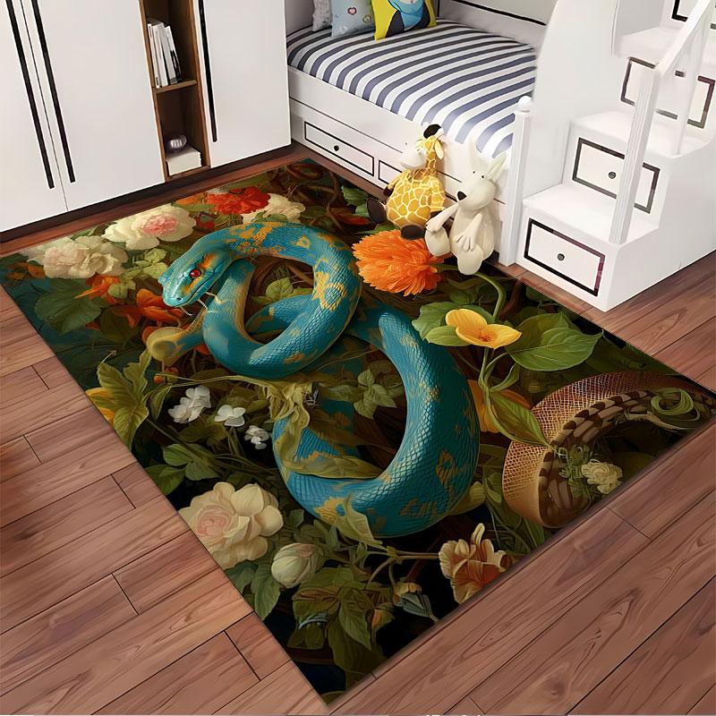 **Vivid Snake and Floral Design** suitable as a non-slip mat for the living room or bedroom sofa