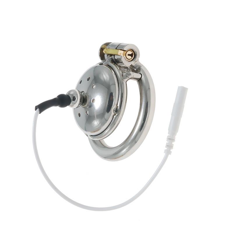 Electric Shock Chastity Lock 9-Hole Breathable Flat Chastity Cleaner Men's Training Masturbation Sex Tool SM