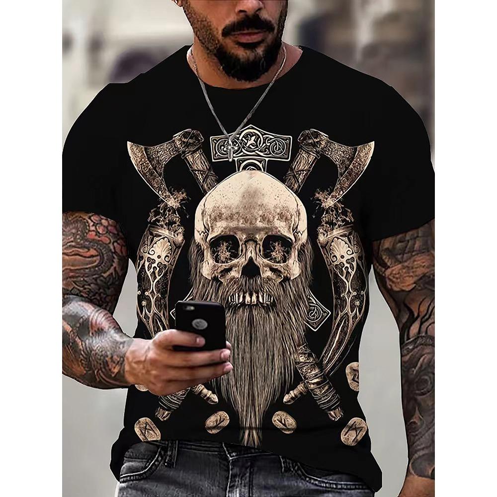Egyptian Religious Style 3D Anubis Printed Men's Short-sleeved Shirt Outdoor Sports Men's Fitness T-shirt Street Fashion T-shirt
