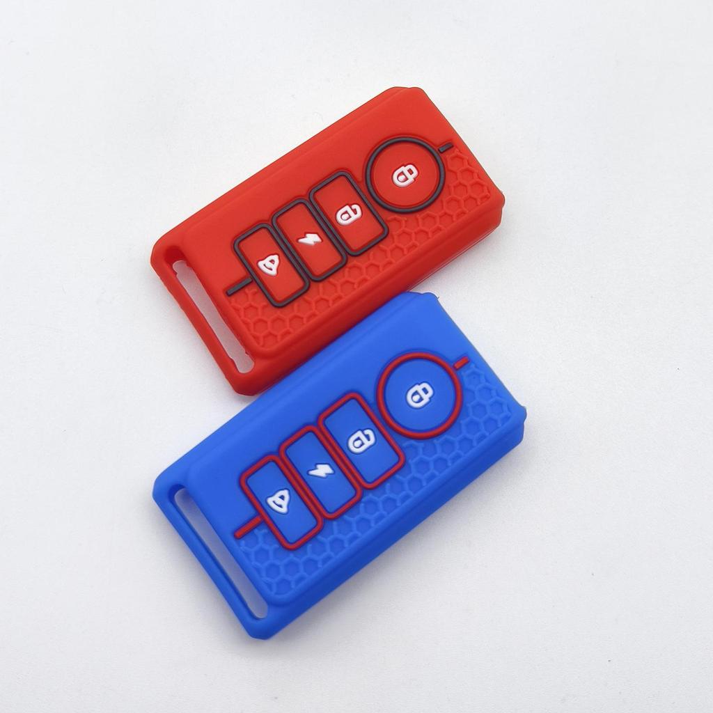 Electric Vehicle Key Cover: Soft Silicone 4-Button Anti-Theft Alarm Protector for Motorcycle.