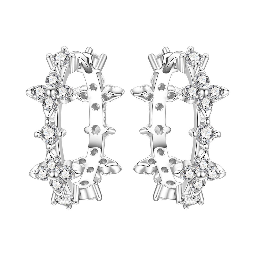 925 Silver Retro Grass Pattern Earrings Jewelry Versatile Hoop Earrings For Women Jewelry Birthday Party Fine Gifts