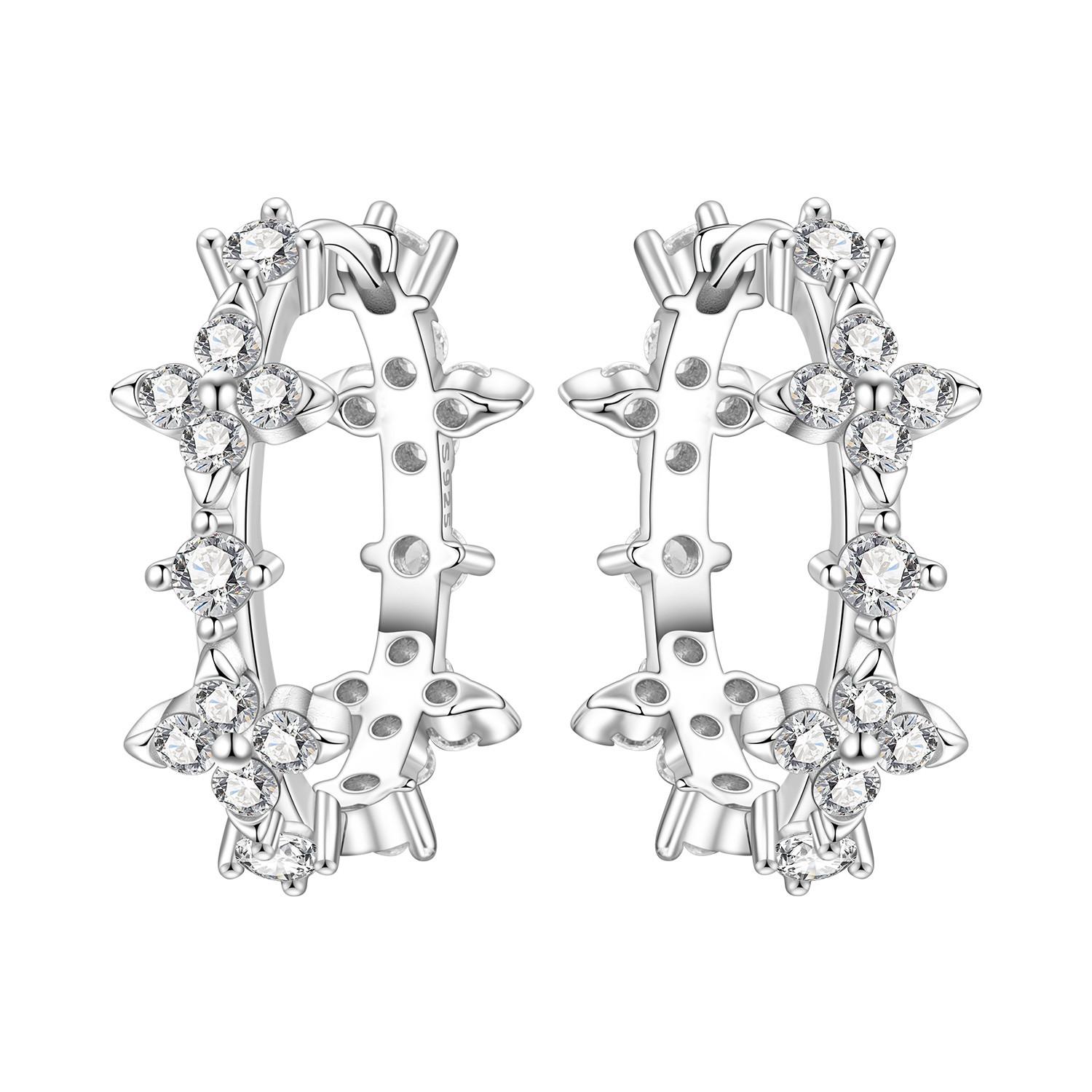 

925 Sterling Silver Retro Grass Pattern Earrings Jewelry Versatile Hoop Earrings for Women Jewelry Birthday Party Fine Gifts