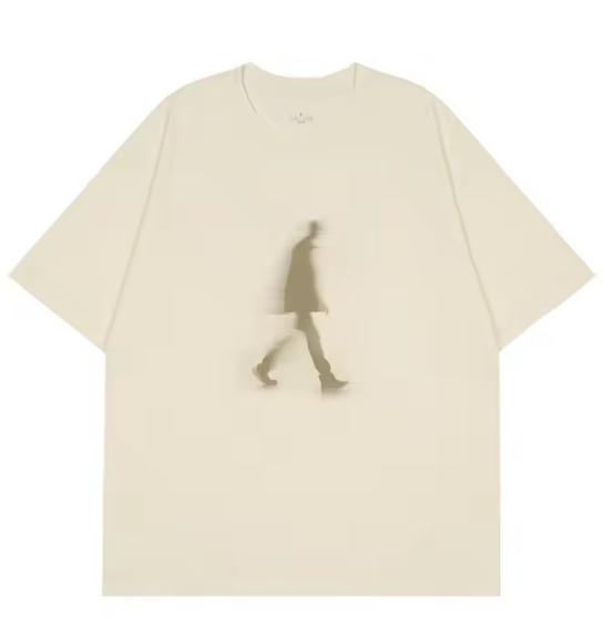 Fuzzy People Niche Stacking Print Design Sense High Street Unisexs And Unisexs Shortsleeved Tshirt Versatile Loose Top