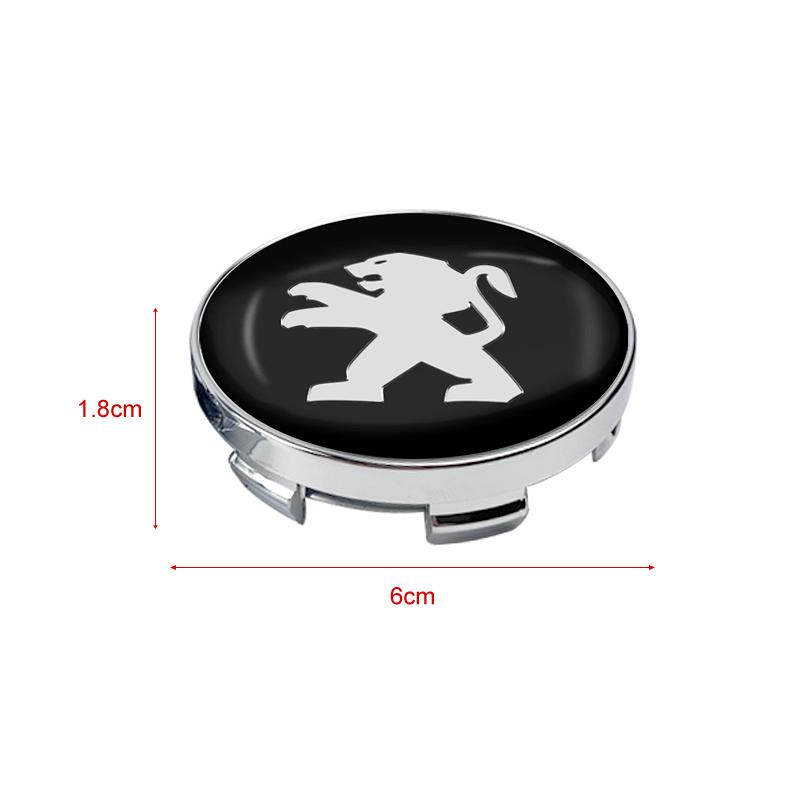 2026 Horká nálepka na auto 4ks Nálepky na kola auta 56mm Dekál středové krytky kol pro Peugeot 206 607 508 301 407 2008 205 107 5008 10