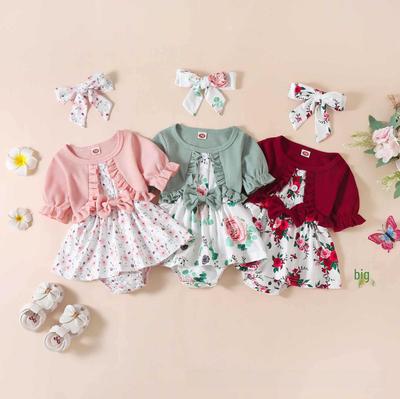 Lente/Zomer Baby Meisjes Korte Mouw Strik Rok Onesie Romper