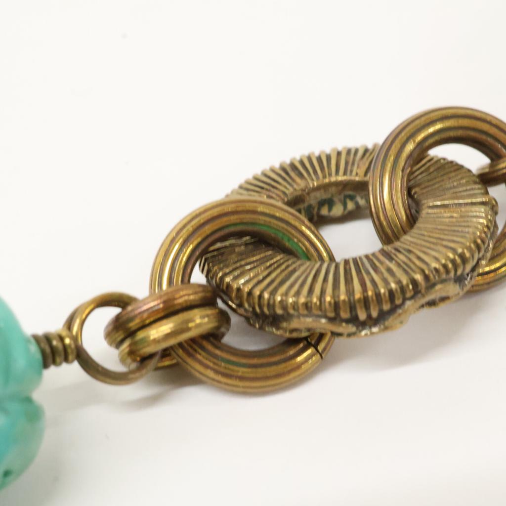 STEPHEN DWECK Turquoise/Coral Chain Necklace Gold/Red/BlueUsed