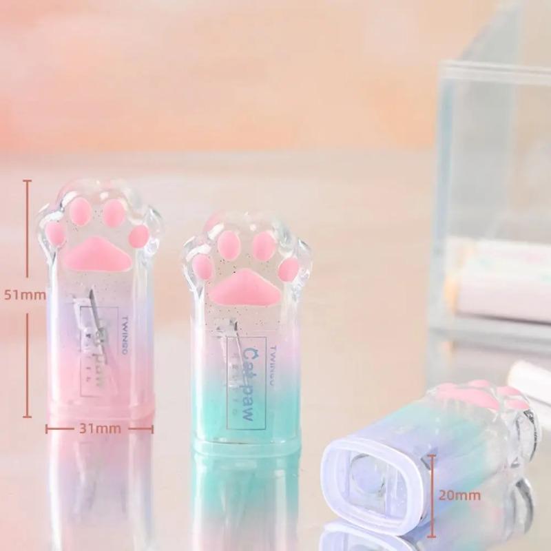 1pcs Cute Creative Cat Pencil Sharpener Stationery Gradient Color Cat Claw Pencil Sharpener School Supplies Kawaii Stationery