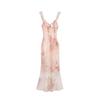 French Floral Print Dress, Spring/Summer 2026 – Elegant, Waist-Cinching, Slim-Fitting, Long Skirt.