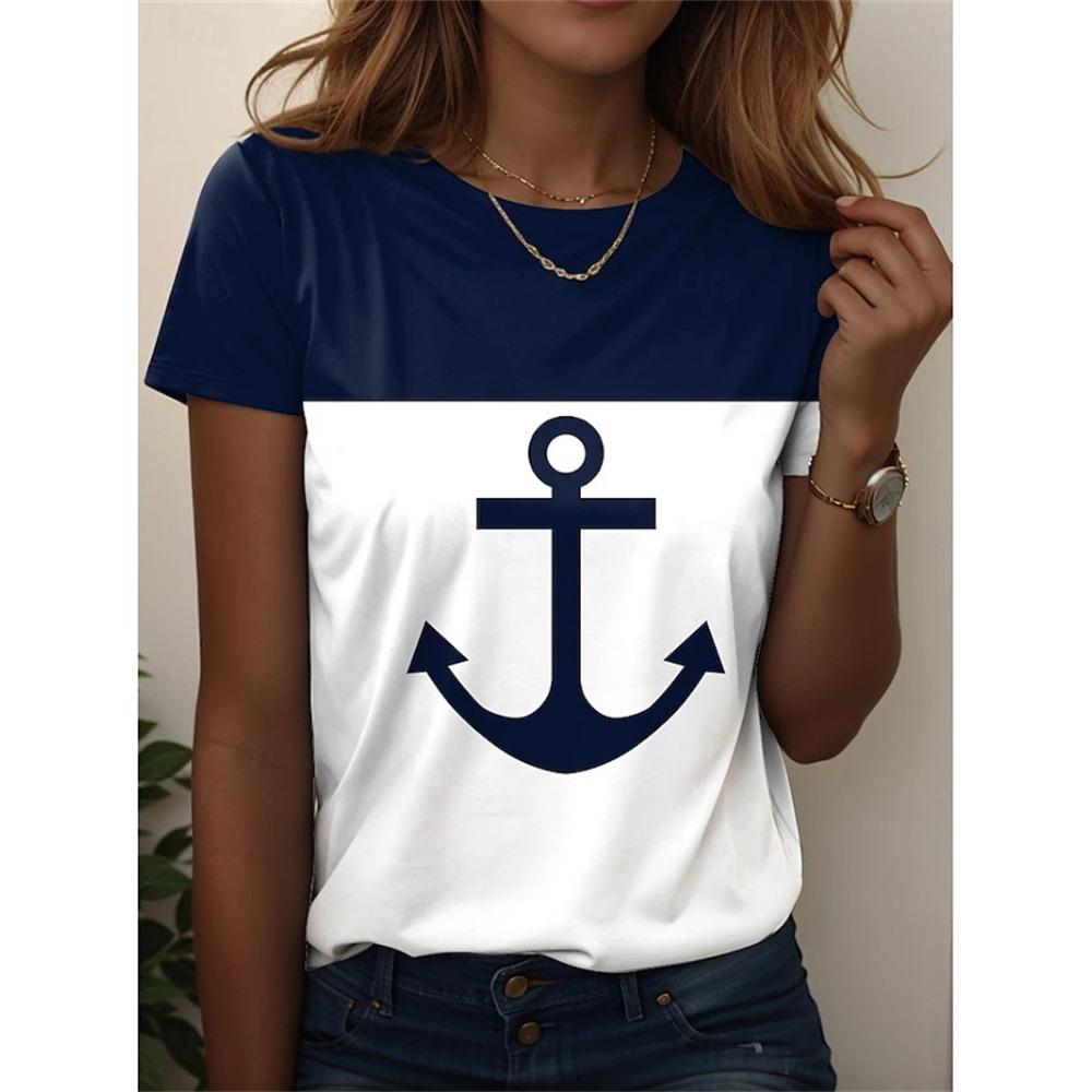 Women's T-shirt short sleeved striped T-shirt summer oversized fashionable elegant children's T-shirt