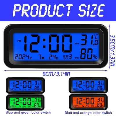 Solar Car Clocks For Dashboard Digital LCD Clock Date Week Temperature Time Display Clocks Backlight Clock