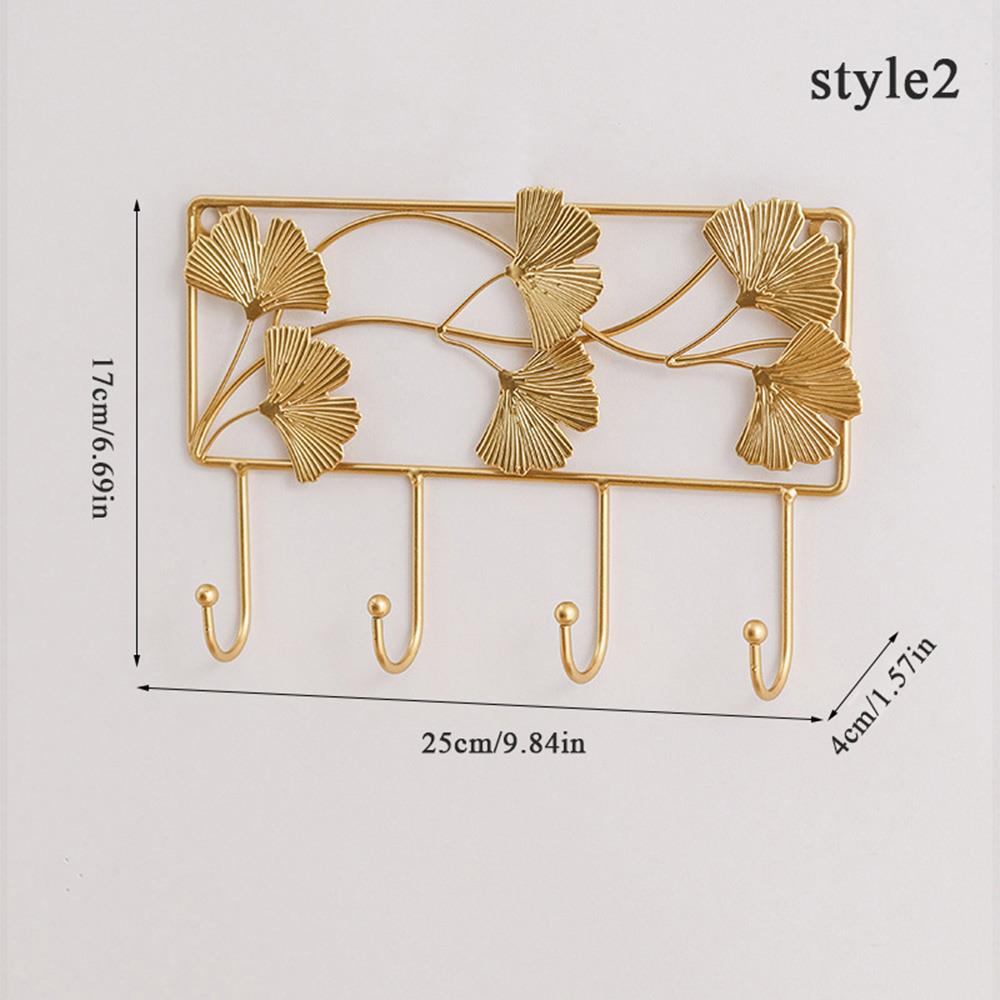 

Легкие роскошные железные крючки для хранения ключей, настенные крючки в виде листьев гинкго, украшения для фойе, креативные вешалки в скандинавском стиле для дома