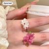 Colorful Beaded Flower Rings For Women Girls Korean  Sweet Large Flower Finger Rings Jewelry Aesthetic Y2K Accessories