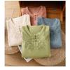women chinese style embroidered linen blouse frog button three quarter sleeve shirt